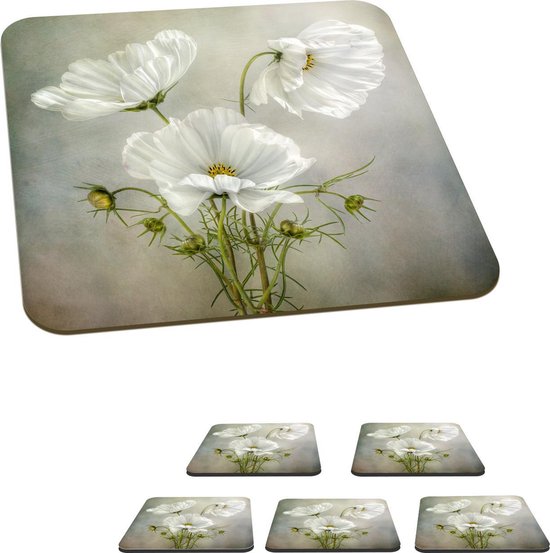 Onderzetters Voor Glazen Kleuren Bloemen Stilleven 10x10 Cm 6