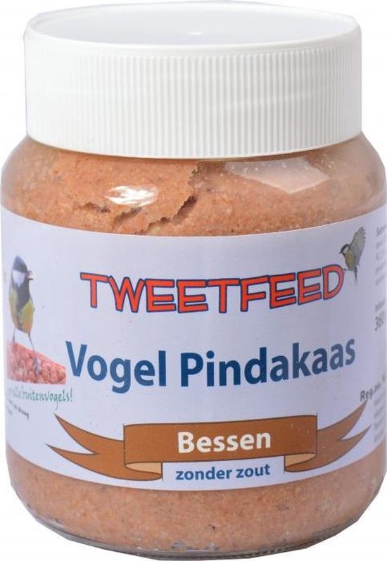 Voerpothouder hout + 2 potten Tweetfeed vogel Pindakaas