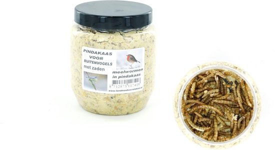 4x Pindakaas met meelwormen voor buitenvogels 350g - Wintervoer - Vogels - Pindakaas