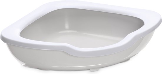 Imac hoek kattenbak fred lichtgrijs (51X51X15,5 CM)