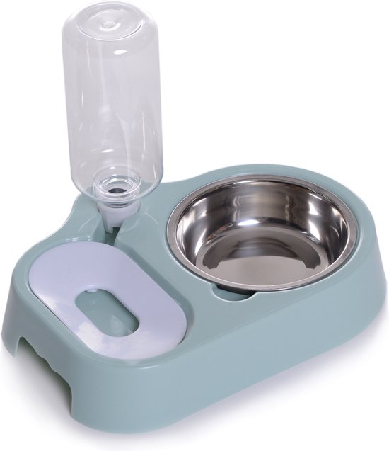 Basic Voerbak En Automatische Waterbak Voor Kat Of Kleine Hond – Groen