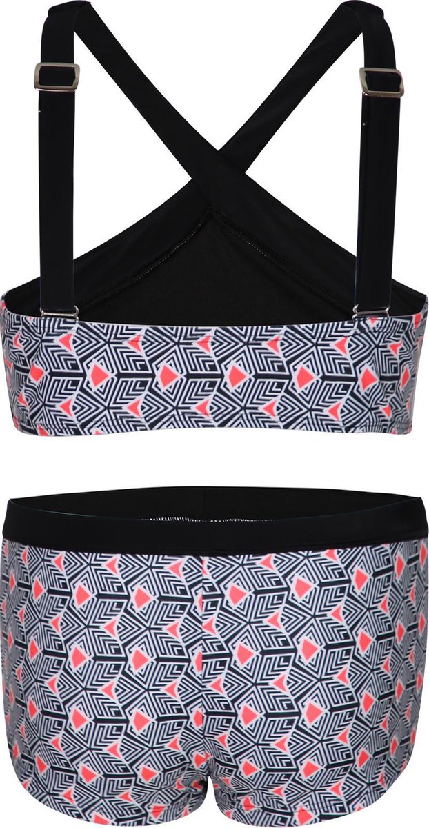 Bikini Hipster Broekje En Crop Top Met Brede Bandje Kunst Cube Pattern