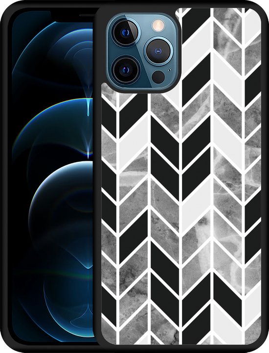 IPhone 12 Pro Max Hardcase Hoesje Visgraat Marmer Designed By Cazy