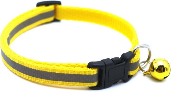 Oersterke kattenhalsband Met belletje - Reflecterend - Geel - Verstelbaar