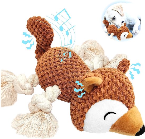 Eekhoorn Knuffel - Hondenspeelgoed - Pluche Piepende Interactieve Stalspeelgoed voor Grote en Kleine Honden - Knuffel voor Honden
