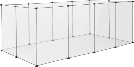 Kamyra® Puppyren / Konijnenren voor Binnen - Ren voor Honden, Katten & Konijnen - Kattenren - Plastic & Metaal - 200x100x70 cm - Transparant