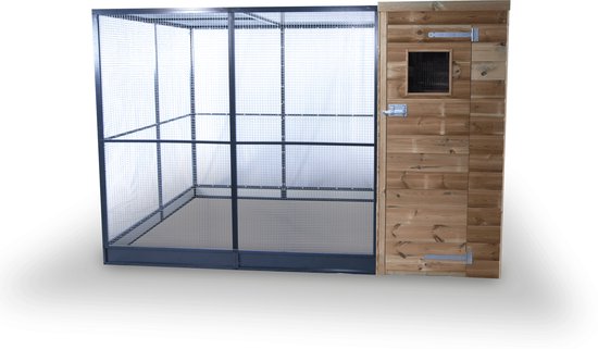 Volière R9 - Vogelkooi - Vogel - Vogel voor vogels - Volière voor buiten - vogelkooi voor buiten - nachthok rechts - hout in stijl