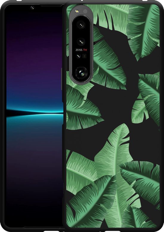 Xperia 1 IV Hoesje Zwart Palm Leaves Designed By Cazy Bol