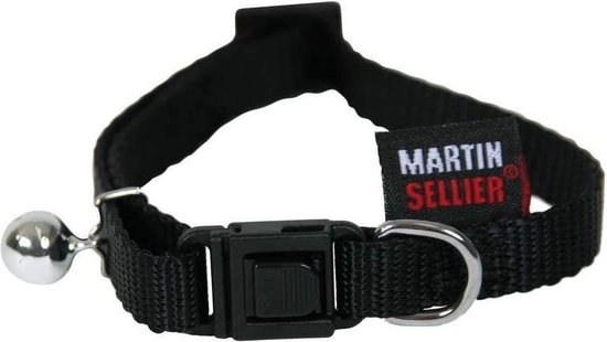 Halsband voor katten - Nylon - Zwart - 11 mmx20-30 cm - Halsband met belletje voor je kat