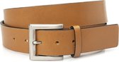 JV Belts Jeans riem camel - heren en dames riem - 3.5 cm breed - Camel - Echt Leer - Taille: 100cm - Totale lengte riem: 115cm