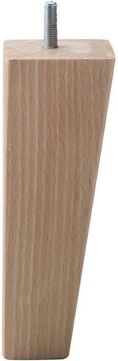 FLE - Meubelpoot vierkant 6 bij 6 cm en hoogte 17 cm van massief hout (M8) , taps 6 x 6 cm / 3,5 x 3,5 cm