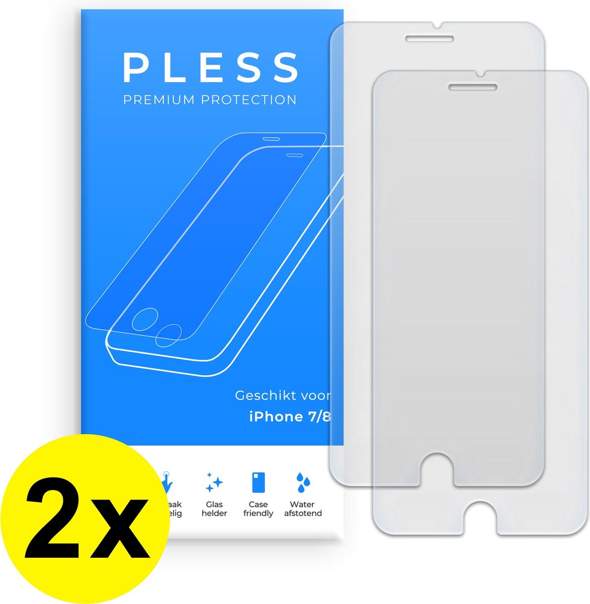 2x Screenprotector iPhone 7 en iPhone 8 - Beschermglas Tempered Glass Cover - Pless®