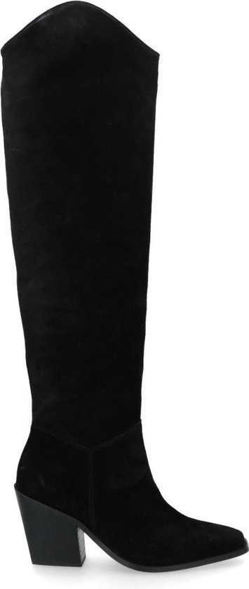 Manfield - Dames - Zwarte hoge laarzen - Maat 39 | bol.com