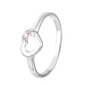 Lucardi Meisjes Kinder ring met plating - Hart - Zirkonia - Cadeau - Echt Zilver - Zilverkleurig