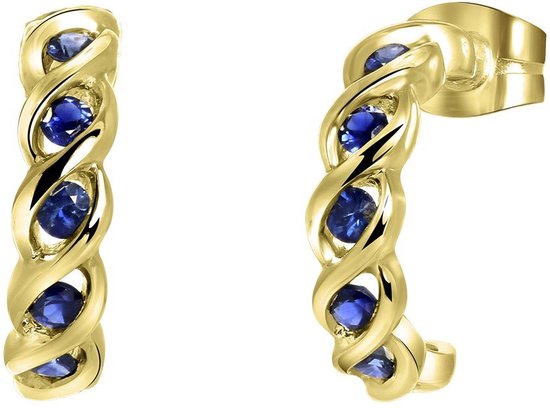 Lucardi - Diamond Luxury - Boucles d'oreilles en or 14 carats avec saphir