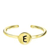 Lucardi Dames Ring goldplated disc alfabet - Ring - Cadeau - Echt Zilver - Goudkleurig