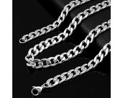 Cuban Link Heren Ketting Zilver kleurig - 6mm - Staal - Kettingen - Schakelketting - Vaderdag Cadeau Geschenk - Mannen Cadeautjes Accesoires