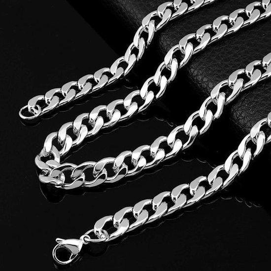 Cuban Link Heren Ketting Zilver kleurig - 6mm - Staal - Kettingen - Schakelketting - Cadeau voor Man - Mannen Cadeautjes