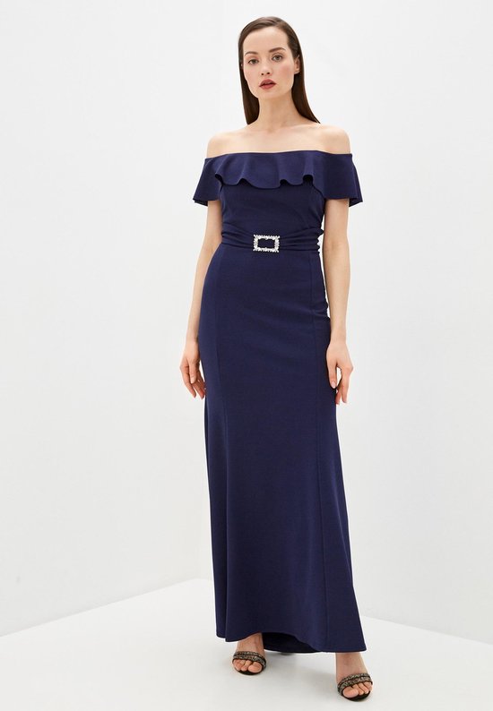 Gewoon kleur Dollar Mooie sierlijke jurk met speld - Maat 46 - Donkerblauw | bol.com