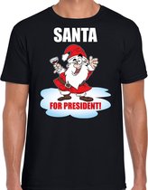 Santa for president Kerstshirt / Kerst t-shirt zwart voor heren - Kerstkleding / Christmas outfit 2XL