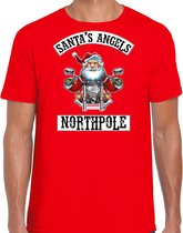 Fout Kerstshirt / Kerst t-shirt Santas angels Northpole rood voor heren - Kerstkleding / Christmas outfit L