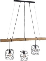 Paul Neuhaus mediena - Industriele Hanglamp eettafel voor boven de eettafel | in eetkamer - 3 lichts - L 120 cm - Zwart - Industrieel - Woonkamer | Slaapkamer | Keuken