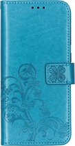 Klavertje Bloemen Booktype Samsung Galaxy A70 hoesje - Turquoise