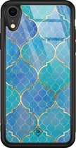 iPhone XR hoesje glass - Geometrisch blauw | Apple iPhone XR  case | Hardcase backcover zwart