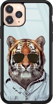iPhone 11 Pro hoesje glass - Tijger wild | Apple iPhone 11 Pro  case | Hardcase backcover zwart