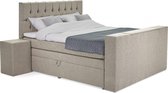 Opberg Boxspring Deluxe 180x210 Beige + tv lift + Hockers 2x