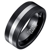 Mendes heren ring geborsteld Wolfraamcarbide Zwart Zilverkleurig-21.5mm