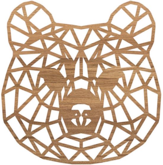Geometrische Dieren Panda - Eiken hout - L (55x57 cm) - Cadeau - Kinderen - Geschenk - Woon decoratie - Woonkamer - Slaapkamer - Geometrische wanddecoratie - WoodWideCities