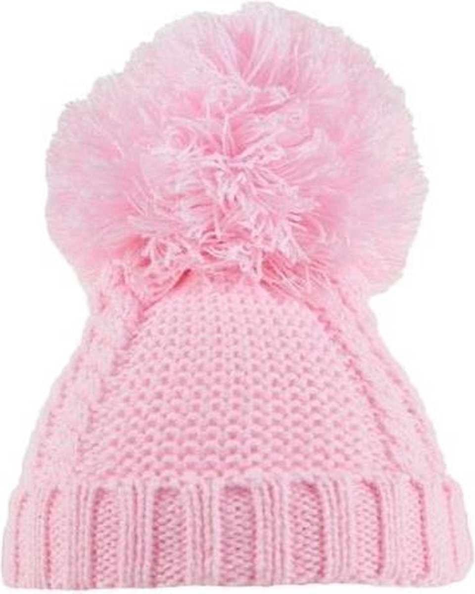 Soft Touch Muts Pompom Junior Acryl Roze 6-18 Maanden