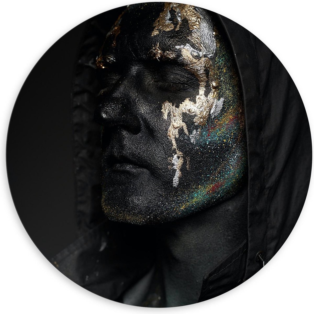 Dibond Wandcirkel - Man van Glitter - 120x120cm Foto op Aluminium Wandcirkel (met ophangsysteem)