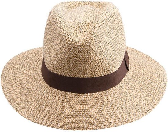 Oscar Fedora UV Zonnehoed - Dames & Heren Strandhoed - UPF50+ Verstelbare Maat: 58cm - Natural