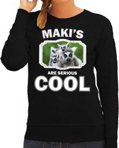 Dieren maki apen sweater zwart dames - makis are serious cool trui - cadeau sweater maki/ maki apen liefhebber M