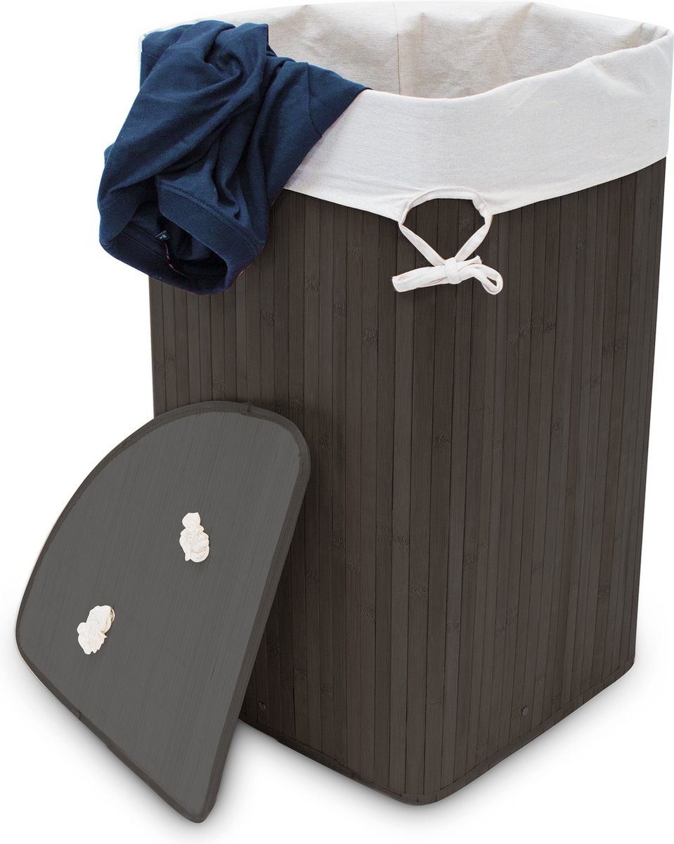 Goedkoopste wasmand driehoek - 60 l - opvouwbaar - ruimtebesparend - met katoenen waszak - zwart