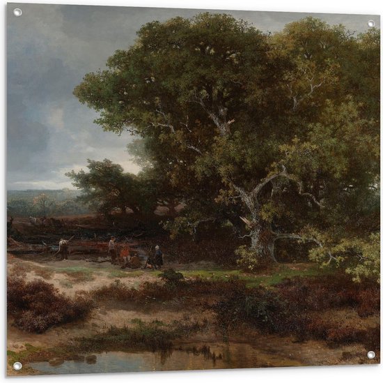 Tuinposter – Oude Meesters - De heide bij Wolfheze, Johannes Warnardus Bilders - 100x100cm Foto op Tuinposter  (wanddecoratie voor buiten en binnen)