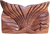 Bali Houten Puzzel Doos - Walvis Staart - Handgemaakt - Woondecoratie - Opbergdoosje - 9.5x2.5cm