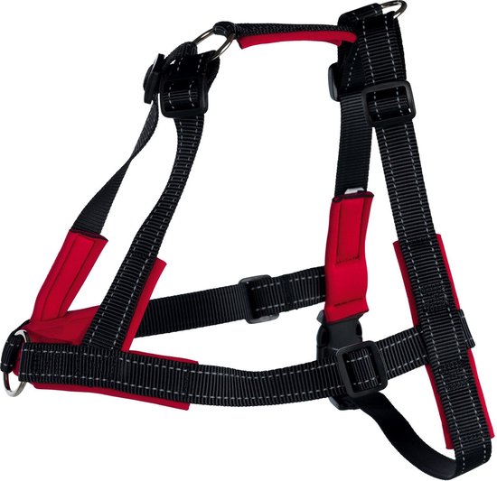 Hondentuig Trixie - Verstelbaar Neopreen Zwart 65-105x2.5cm - Trainingstuig met Reflecterende Elementen