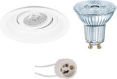 LED Spot Set - OSRAM Parathom PAR16 930 36D - Pragmi Domy Pro - GU10 Fitting - Dimbaar - Inbouw Rond - Mat Wit - 5.5W - Warm Wit 3000K - Verdiept - Kantelbaar - Ø105mm