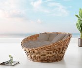 Outdoorbed Nilam gemaakt van natuurlijk rotan 145x73cm kussen bruin