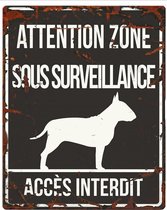 D&D Waakbord / Warning sign square bull terrier f Zwart 20x25cm