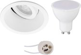 LED Spot Set - Aigi - Pragmi Zano Pro - GU10 Fitting - Inbouw Rond - Mat Wit - 8W - Warm Wit 3000K - Kantelbaar - Ø93mm - BES LED