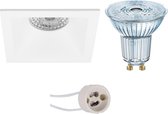 LED Spot Set - OSRAM Parathom PAR16 927 36D - Pragmi Pollon Pro - GU10 Fitting - Dimbaar - Inbouw Vierkant - Mat Wit - 3.7W - Warm Wit 2700K - Verdiept - 82mm - BES LED