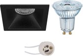 LED Spot Set - OSRAM Parathom PAR16 930 36D - Pragmi Pollon Pro - GU10 Fitting - Dimbaar - Inbouw Vierkant - Mat Zwart - 3.7W - Warm Wit 3000K - Verdiept - 82mm - BSE