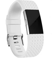 Fitbit Charge 2 diamant silicone band - wit - Maat L