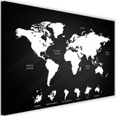 Schilderij , Wereld in Zwart wit , Wereldkaart ,2 maten , wanddecoratie , Premium print