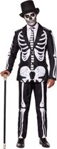 Suitmeister Skelet Kostuum - Mannen Skeleton Outfit - Zwart - Halloween - Maat L