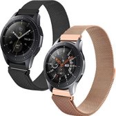 Milanees Smartwatch bandje - Geschikt voor  2-pack Samsung Galaxy Watch Milanese band 45mm / 46mm - zwart & rosé goud - Horlogeband / Polsband / Armband